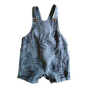 Island Trotters Leaf Print Linen Blend Shortalls 9 Months